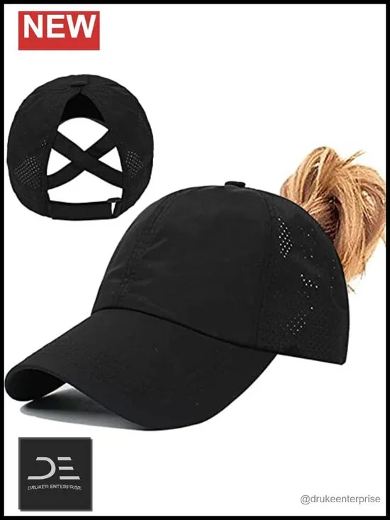 Ponytail Baseball Cap, Criss Cross Design, Quick Drying Trucker Hat
