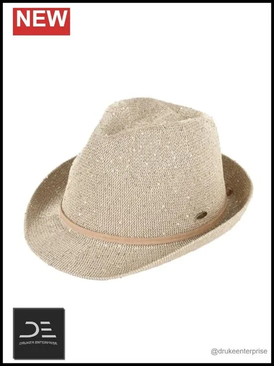 Natural Raffia Straw Fedora with UPF 50+, Packable Short Brim