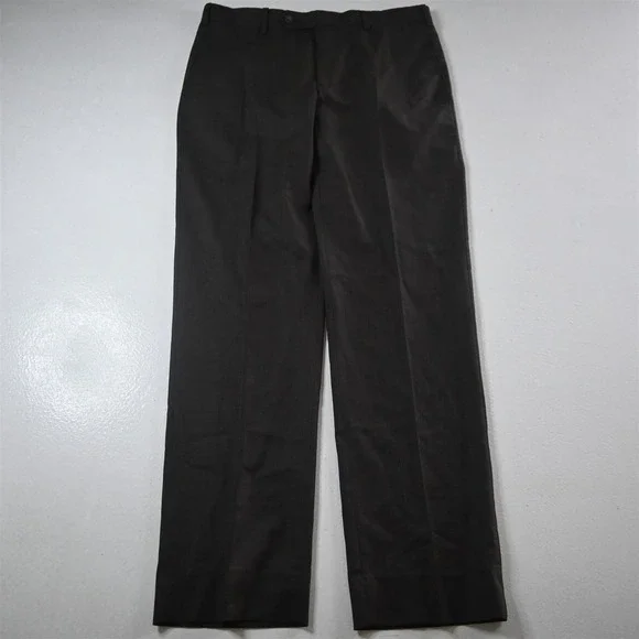 Vitale Barberis 32x32 Brown Birdseye‎ Revenge Wool Straight Dress Mens Pants