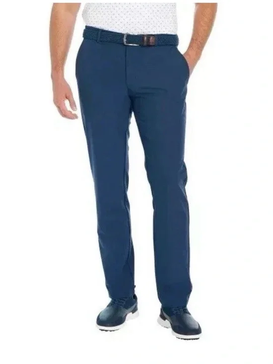 Greg Norman Men's Performance Golf Pants Blue 32x34 Flex Waistband Snap Front