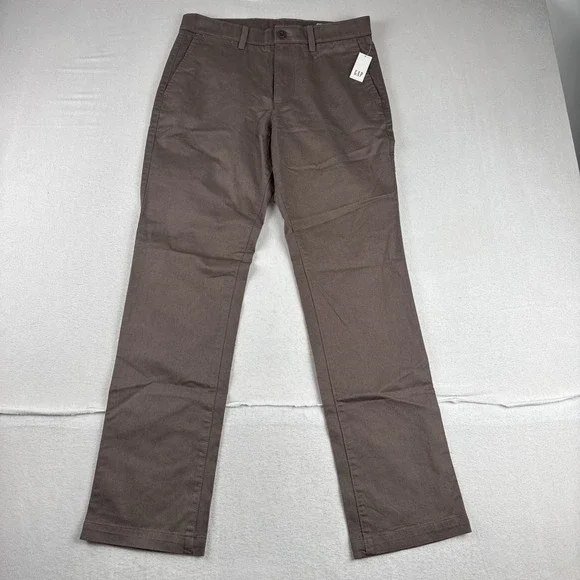 New! Gap Mens light Brown straight chino Pants 30*30 Flat front  preppy casual