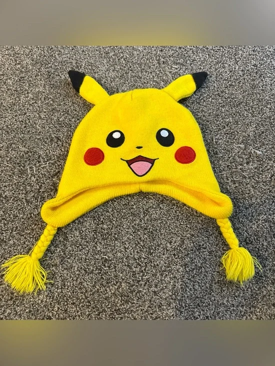 2015 Pokemon Pikachu One Size Fits Most Beanie Cap Hat Cosplay Yellow