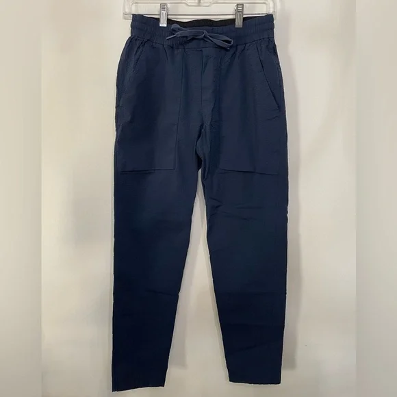 Lululemon Men's Bowline Work Pants Navy Blue Lightweight Textured Tapered Sz S