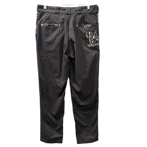 4Hunnid x Snoop Dogg Embroidered Chino Pants Size 30 Plaid Embroidered Hip Hop