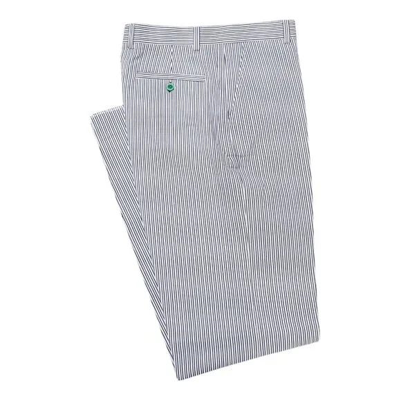 Mens 32 Blue White Textured Stripe Cotton Dress Pants Straight Fit Trousers NWT