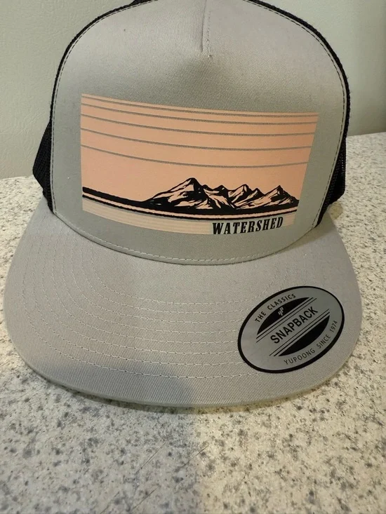 Watershed Trucker Hat in Light Gray and Peach
