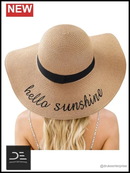 Straw Sun Hat UPF 50+ UV Protection Wide Brim Foldable Packable Women Summer