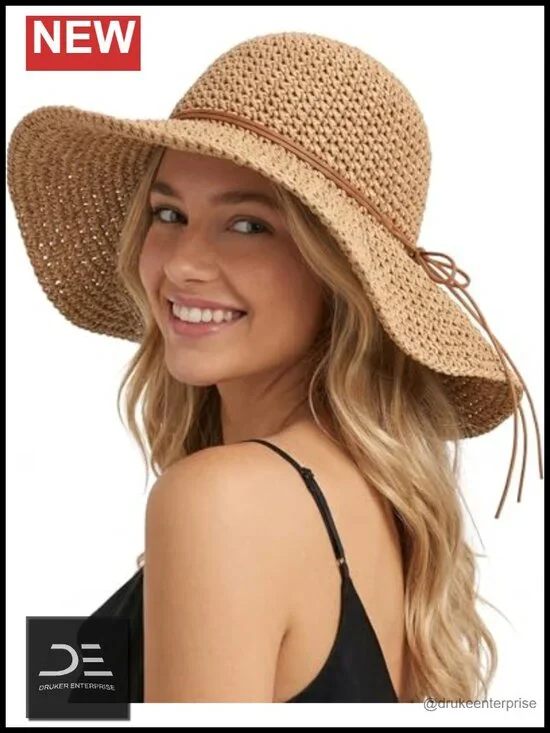 Floppy Wide Brim Straw Sun Hat Foldable Packable Roll up Travel Hat