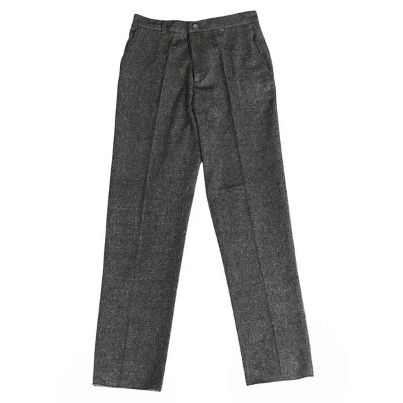 Mens 32 Gray Donegal Cotton Dress Pants Straight Fit Flat Front Trousers NWT