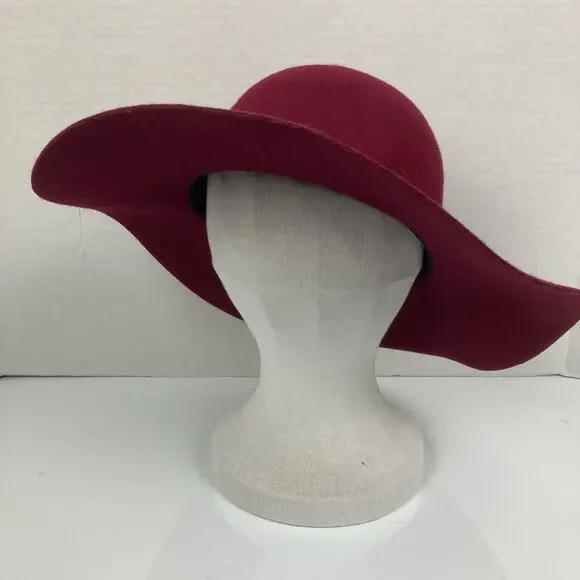 Wool Felt Hat Womens Plum Purple Wine Floppy Wide Brim Boho Chic Romantic Fall