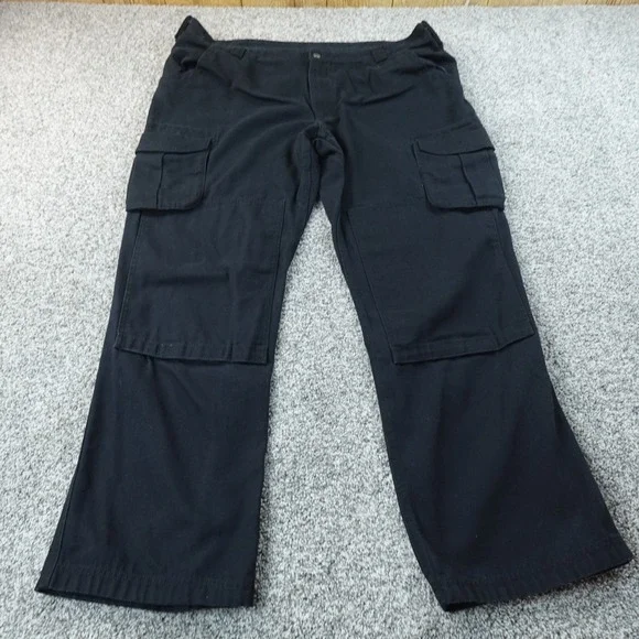 Duluth Pants Mens 48X34 Black Heavy Canvas Cargo Utility Double Knee Work Hiking