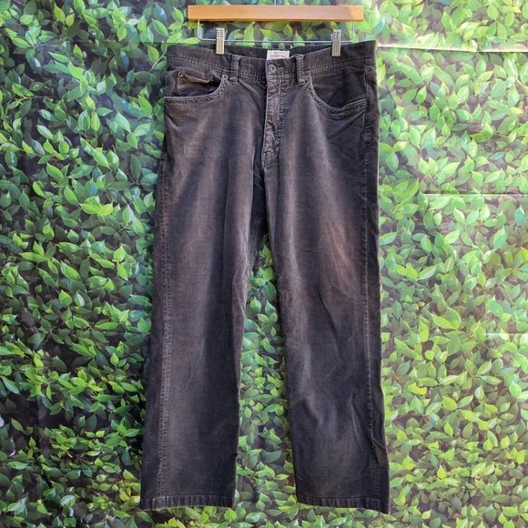 Good Day Men's Gray Corduroy Pants W38 L34 Straight Leg Casual 5 Pocket