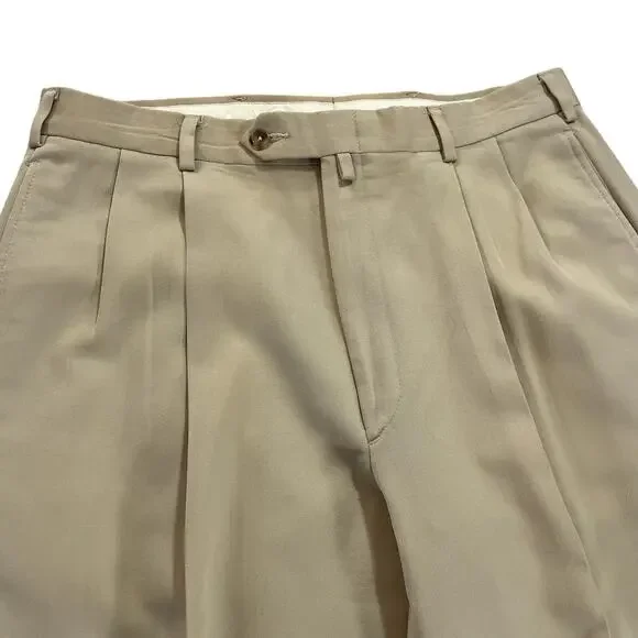 Vintage Tommy Hilfiger Wool Dress Pants Men's 33x29 Beige Double Pleated 1990s