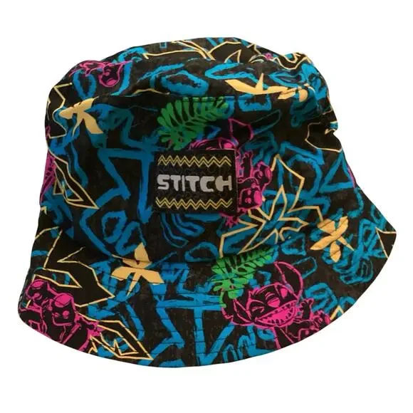 NWOT Disney Parks Lilo & Stitch Retro 90s Neon Collection Bucket Hat