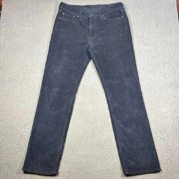 Levis 514 Straight Fit Corduroy Pants Mens 33x32 Navy Blue Stretch 00514-0729