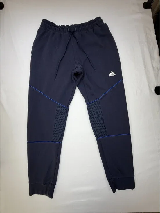 Adidas Men's Sweatpants Primeblue Tapered Stretch Drawstring Size L Blue