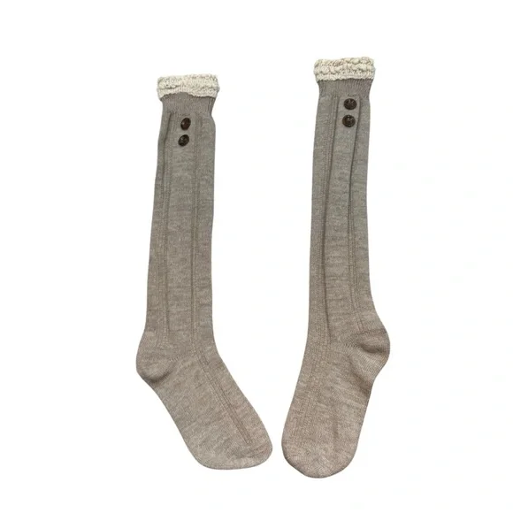 Ladies Brand New without Tags Lace Top Beige Knit‎ Boot Socks One Size
