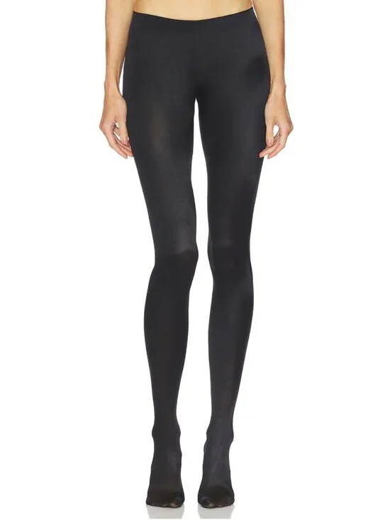 NEW XS Wolford Satin De Luxe Tights in Black Opaque Thick Stockings