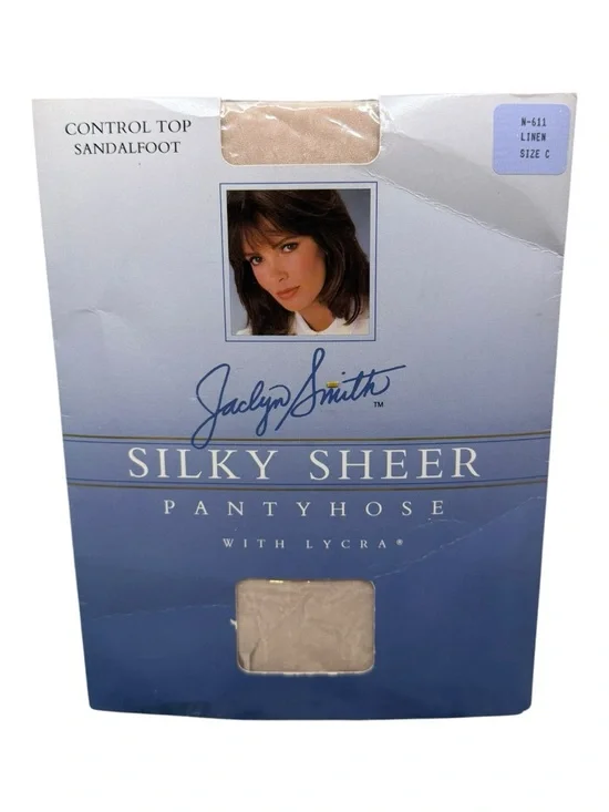 Vintage Jaclyn Smith Silky Sheer Control Top Pantyhose Size C Linen