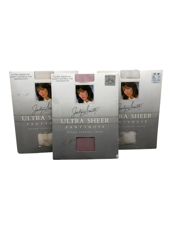 3pr Jaclyn Smith Ultra Sheer Light Control Top Pantyhose C Grey Discolored Age