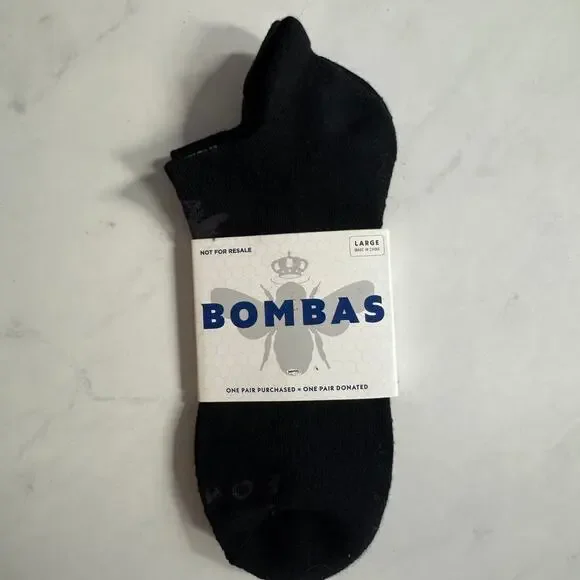 Bombas Black Ankle Socks Stretch Honeycomb Arch Support Blister Tab Size L Large