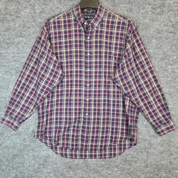 Ralph Lauren Blake Shirt Mens Large Multicolored Plaid‎ Long Sleeve Button Down