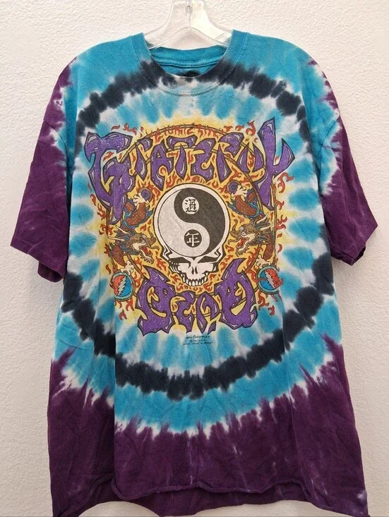 Vintage Grateful Dead Shirt Mens XL Tie Dye Chinese New Year 1991 CROPPED REPRO