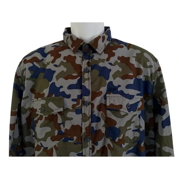 Ed Hardy Archive Y2K Camo Button Up Shirt‎ Mens L Slim Fit Tattoo Streetwear