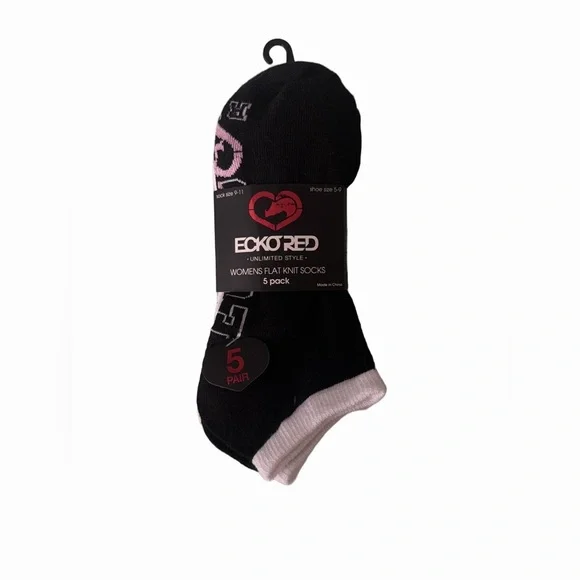 Ecko Red Womens Flat Knit Socks 5 Pack NWT