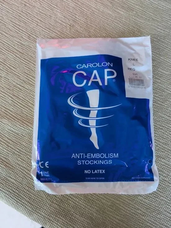 NEW Anti-Embolism Stockings Size Large Thigh Length 621 CAROLON CAP White