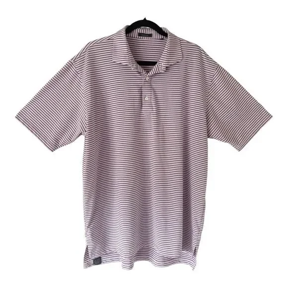 Turtleson Mens Short Sleeve‎ Red White Blue Striped Golf Polo Shirt Extra Large