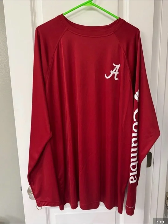 Columbia Men’s Crimson Long Sleeve Performance Shirt with Alabama A Logo