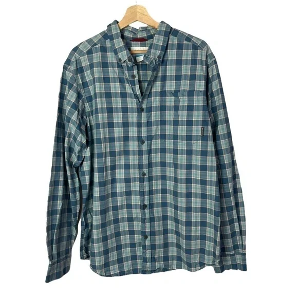 Columbia Blue Plaid‎ Outdoor Long Sleeve Button Down L