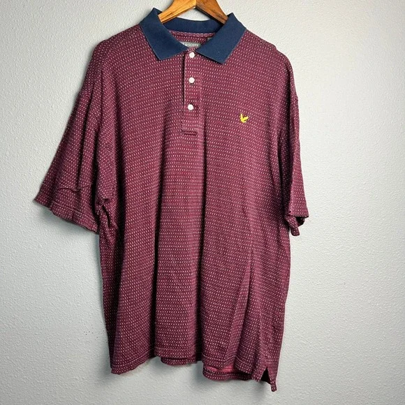Lyle & Scott Mercerized Cotton Polo Shirt Geometric Print Golf Casual‎ SH/SL XL