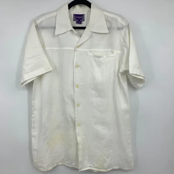 Empra‎ mens medium linen shirt short sleeve pocket casual beach vacation