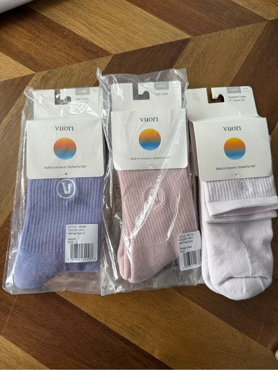 Vuori Socks large (3) Hyacinth Vintage Rose Lilac Breeze NEW