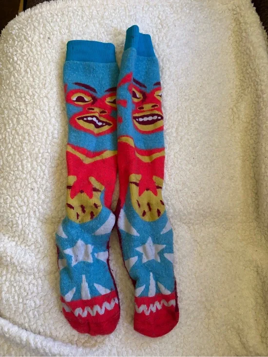Unisex Burton Party Sock Colorful Graphic Face Knee-High Socks - Blue, Red,