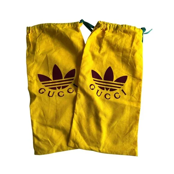 Gucci x Adidas shoe sneaker Yellow & Burgundy Dust Bags set of 2 Authentic
