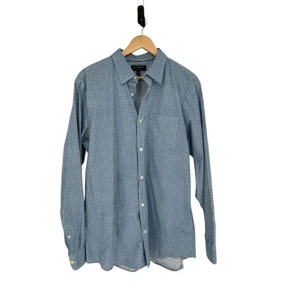 Banana Republic Shirt Men's Size 17 - 17 1/2 , 35 - 36 Blue Geometric Slim