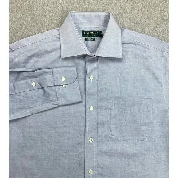 Lauren Ralph Lauren Shirt Men‎ 16 - 34/35 Blue 100% Cotton Classic Fit Button Up