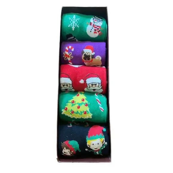 Sock Society Merry Christmas Holiday NIB 5 Pairs Unisex Socks Dogs Elf