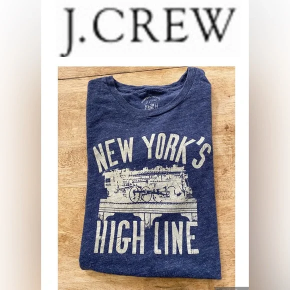 J Crew Adult Small New York High Line Steel Blue Cotton Graphic Tee‎