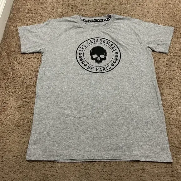 Les Catacombes De Paris Size Small T Shirt Gray Skull