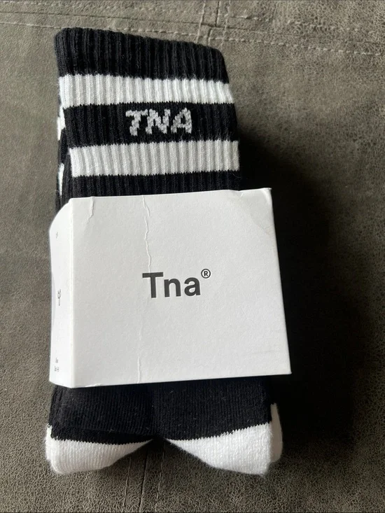 NEW! TNA Black & White Striped Crew Socks. 3 pair. O/S (shoe size 6-9)
