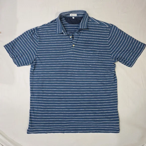 Peter Millar Classic Striped Polo Cotton Pocket Shirt Golf Preppy Casual. XL