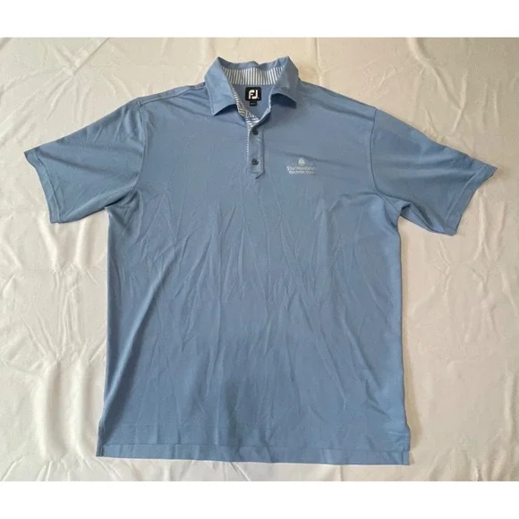 FJ Golf Polo Shirt Size XL Blue  White Striped The‎ Woodlands Country Club