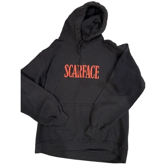 Scarface Movie Tony Montana‎ Graphic Hoodie Black Pullover Mens Small