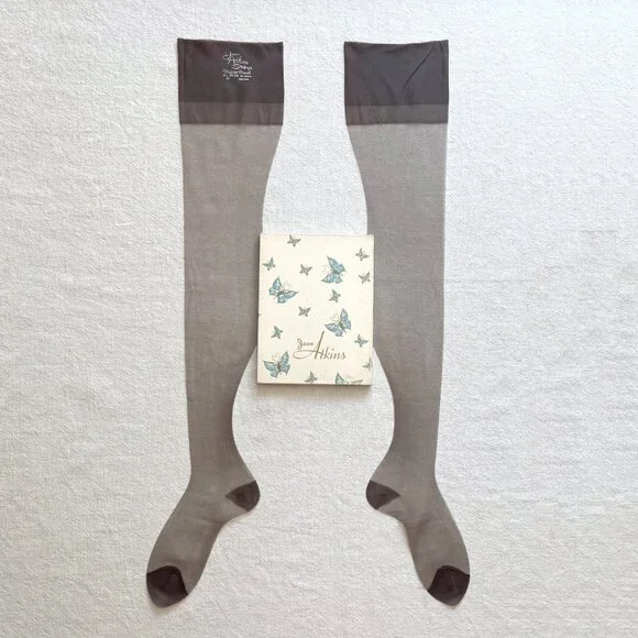 4 Pairs Vintage 50s Jean Atkins Thigh High Nylon Smoke Tint Stockings Medium
