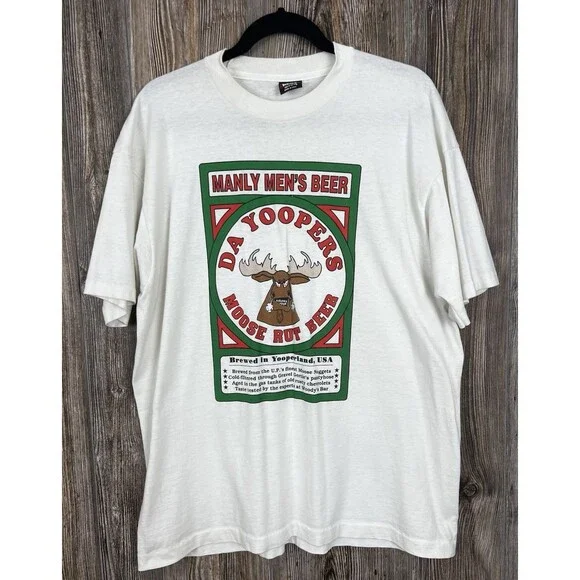 Vintage Da Yoopers Moose Rut Beer T Shirt Graphic Print Manly Mens Beer Men's XL