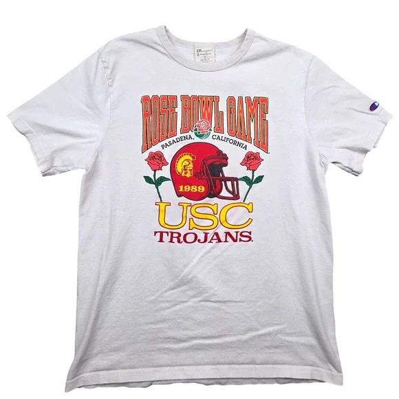 Vintage Champion USC Trojans 1989 Rose Bowl T-Shirt Mens Medium NCAA Football